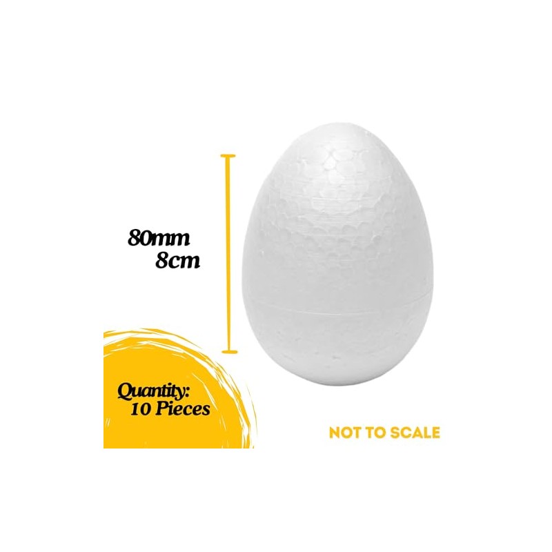 White Solid Polystyrene Foam Eggs Styrofoam, 80mm (8cm) - Pack