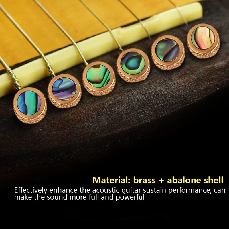 HilBeliFU 6Pcs Guitar Bridge Pins, 3cm Brass Guitar Pegs Set,