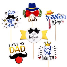 Ercaido - Juego de 12 decoraciones para tartas con texto en inglés "Happy Father's Day", con texto en inglés "I Love Best Dad"