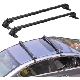 43inch Universal Car Roof Rack, Anti-Theft Lock, Aluminum Rack Cross Bars, Adjustable Window Frame for Bike Kayak Cargo Luggage, 42.91-44.88 inch Distance Between Rain Grooves, 165LBS Load