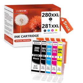 280XXL 281XXL Ink Cartridges Replacement for Canon 280 281 Ink Cartridges PGI-280XXL CLI-281XXL for TR8620a TR8520 TR8620 TR8600 TR7520 TS6120 TS6220 TS9120 TS6320 TS9520 (5 Pack)