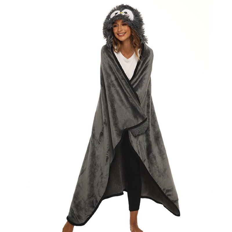 iyoimono Grey Penguin Gift for Women Portable Blanket Penguin Gifts