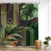 Glawry Dark Green Boho Shower Curtain Abstract Retro Mid Century