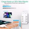 Multicontacto de Pared 6 Tomas con 3 USB, Protección Contra
