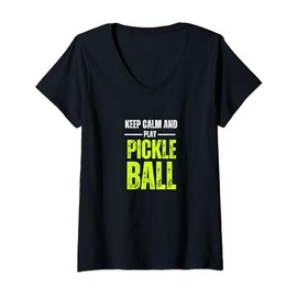 Womens Keep Calm And Play Pickleball For Pickleball Lovers V-Neck T-Shirt
