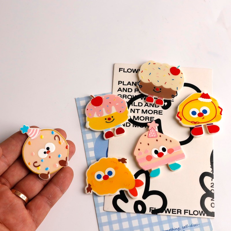 6 Pcs Cartoon Dessert Refrigerator Magnets Cute Magnets Powerful Fridge