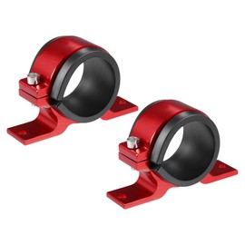 Motoforti Universal Fuel Filter Mounting Bracket, Car Oil Gas Fuel Fuel Pump Clamp Holder, 50mm ID, Aluminum Alloy, Red, 2pcs