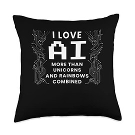 I Love AI More Than Unicorns And Rainbows Throw Pillow