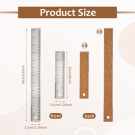 Metal Ruler 12 Inch 6 PCS Cork Backed Ruler Non Slip Prevent Ink Leakage 6 Inch Stainless Steel Rulers with Cork Backing for Students Schools Offices Woodworking Drawing Tools