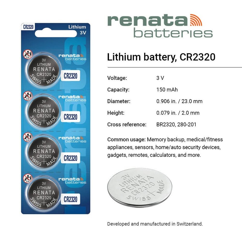 Renata CR2320 Batteries - 3V Lithium Coin Cell 2320 Battery