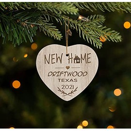 Our First Christmas in our New Home Ornament 2021 Driftwood Texas Ornament for Christmas Tree Decoration 3 inches