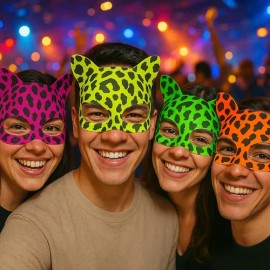 30 Mascara Antifaces Neon Fiesta Antifaz Disfraz Batucada Multicolor Animal Print