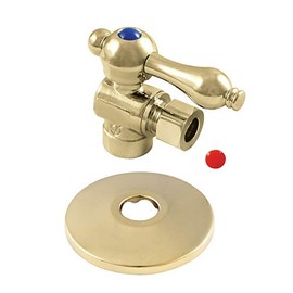 Kingston Brass CC43202K 1/2-Inch Sweat X 3/8-Inch OD Comp Quarter-Turn Angle Stop Valve with Flange, Polished Brass
