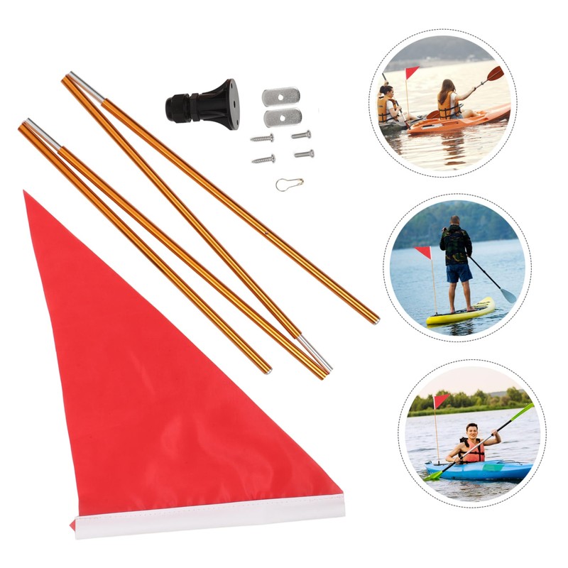 KICHOUSE Kayak Accessory Folding Flag Pole Safety Flag Bright Conspicuous