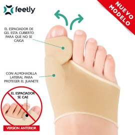 Feetly® Almohadilla de Gel Protector de Juanetes con Manga [NUEVO MODELO] [1 Par] – Separador de Dedos de Pie de Silicona – Calcetín de Compresión para Dedo Gordo del Pie - Tratamiento Hallux Valgus – Férula para Uso Diurno o Nocturno – Bunion Corrector