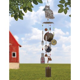 Sunset Vista Designs 92399 Farm Cat - Campana de Viento de Metal galvanizado