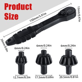 2-in-1 Ratchet Drill Chuck Key Wrench, Including 3pcs Chucks Universal Replacement Tool Accessories Compatible with Electric Drills Press & Most Power Tools