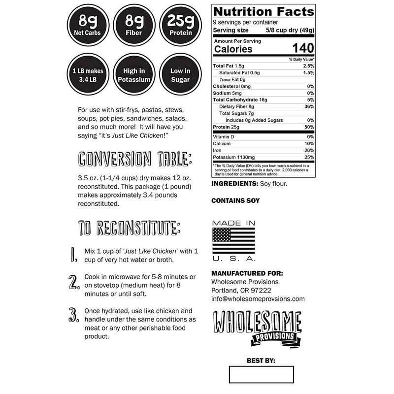 Textured Vegetable Protein, Plant Based Meat, 100% Hexane Free, Made