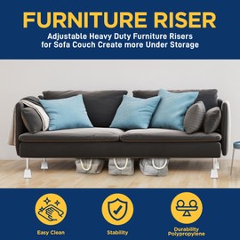 Lifemaster Furniture Riser Set - 4 Pieces Non-Slip Design Furniture Leg Riser fits with Bed, Chair, Table, Sofa, Desk, and Couches - White