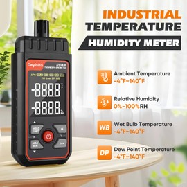 Deyisha Industry Temperature Humidity Meter High Precision and High Rate Digital Hygrometer with Ambient, Relative Humidity, Dew Point, Wet Bulb Thermometer, Min/Max Hold ±1.5°C/±3°F and ±5% RH
