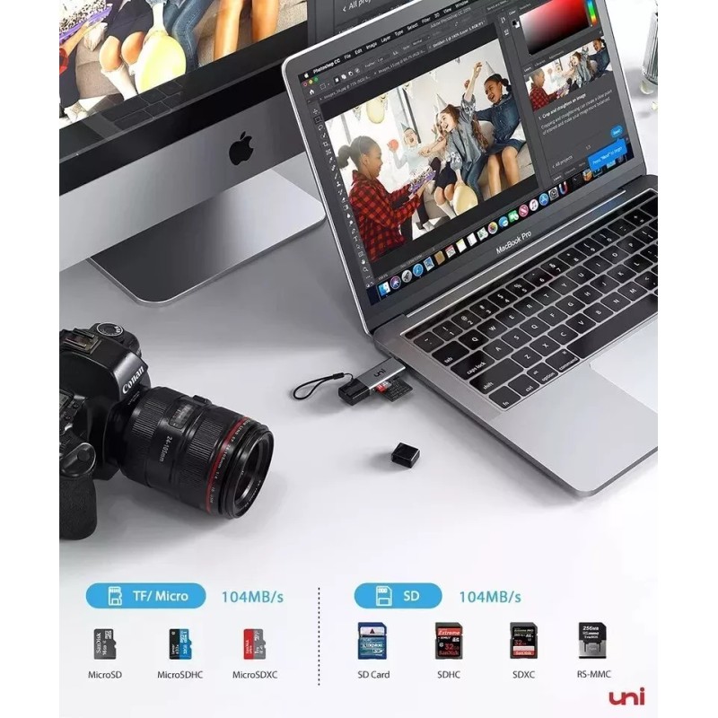 Branded01 Uni SD Card Reader, High-Speed USB C to Micro