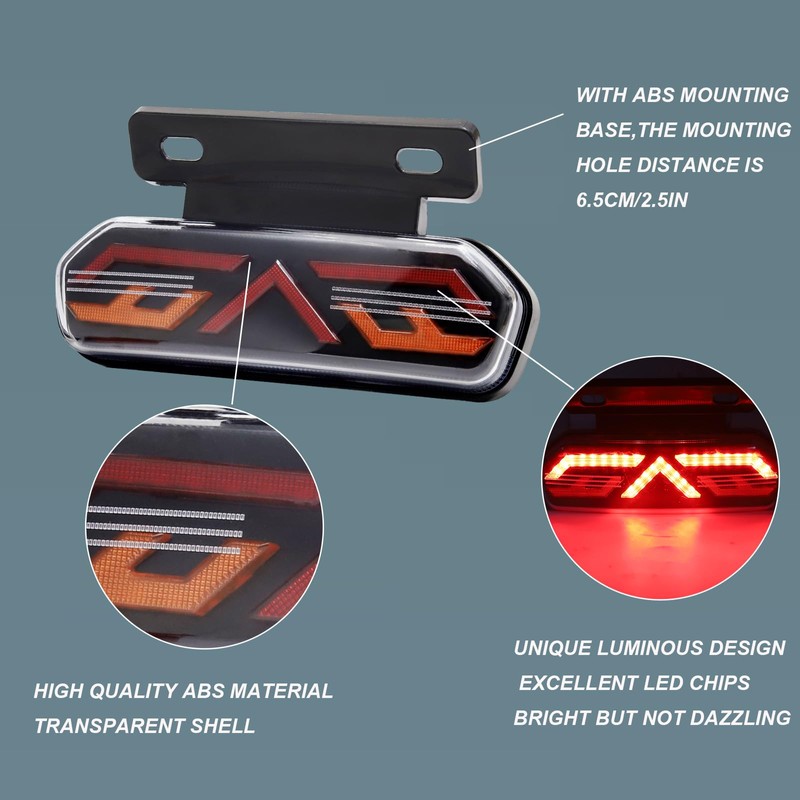 Biqing Motorcycle Tail Lights,12V Motorcycle Brake Light Integrated Driving Light