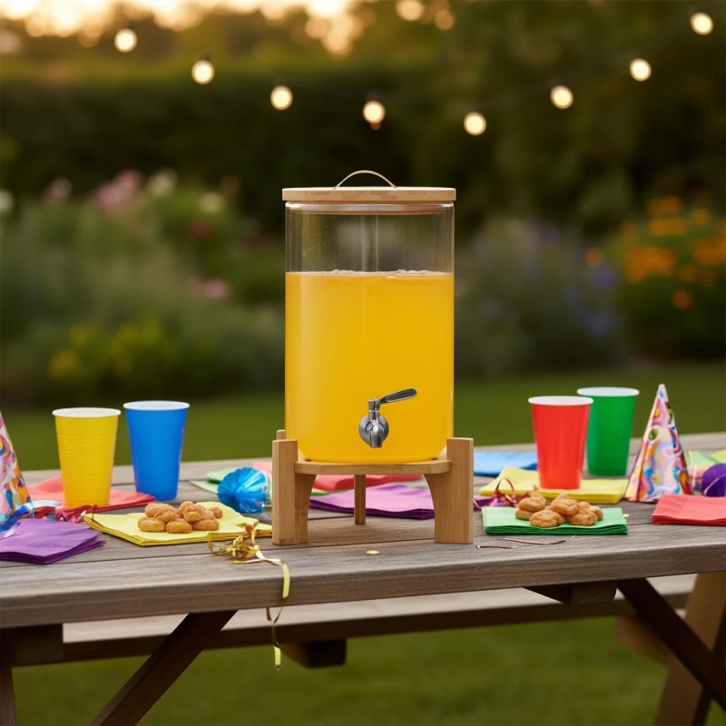 Glass Beverage Dispenser 2.2 Gal With Stand For Parties Minimalist