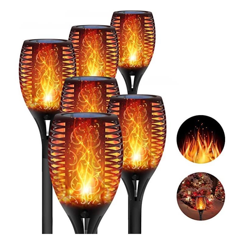 4 Pack Flame Solar Torch Light Waterproof Flickering Dancing Garden