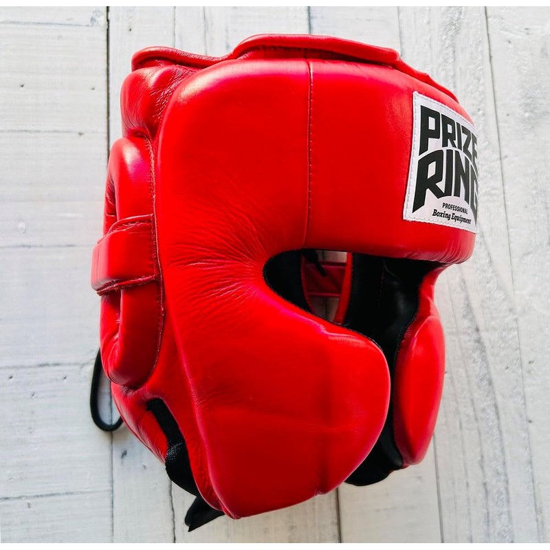 PRIZE RING "Professional SX" Genuine Leather Headgear Red (L)