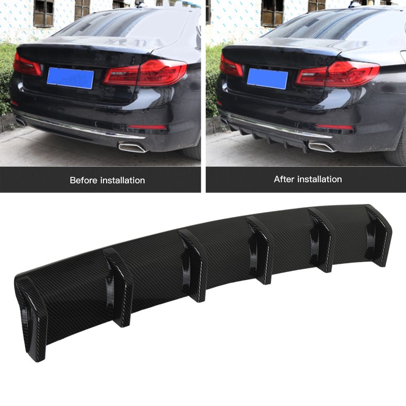 93cm Rear Bumper Diffuser Carbon Fiber Pattern Sporty Style Shark