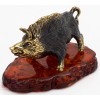 Solid Brass Amber Figurine of wild Boar pig Hog Swine