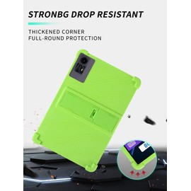 Case for ECOPAD E20 Tablet 11 inch Android 14 Tablet，WUNIAK Shock Proof Lightweight Stand Rubber Shell Protective Cover,Kids Friendly Soft Silicone Adjustable Stand Cover,Green