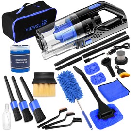 Viewsun Car Cleaning Kit, Car Interior Detailing Kit with High Power Handheld Vacuum Cordless Rechargeable, Detailing Brush Set, Windshield Cleaner, Complete Auto Accessories for Men, Women Gift
