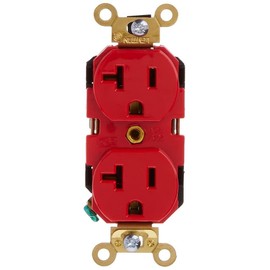 Leviton 20-Amp, 125-Volt, Industrial Heavy Duty Grade, Straight Blade, Industrial Grade, Self Grounding, 5362-R, Red