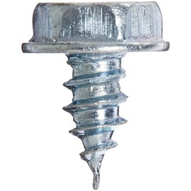 Steel Sheet Metal Screw, Zinc Plated, Hex Washer Head, Hex Drive, Type AB, #6-20 Thread Size, 1/4" Length (Pack of 100)