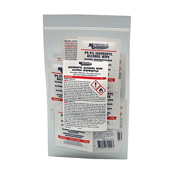 MG Chemicals 99.9% Isopropyl Alcohol Wipe, 6" Length x 5" Width (Bag of 25) (824-WX25)