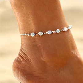 Xduargs Boho Crystal Ankle Bracelet Vintage CZ Foot Chain Silver Crystal Bracelet Rhinestone Chain Ankle Bracelet Jewelry for Women