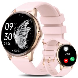 Holiday Smart Watches for Women (Answer/Make Calls), 1.32" Full Touch Screen Heart Rate/Sleep Monitor/Pedometer, IP68 Waterproof Fitness Watch for Android iOS Phone (51Pink)