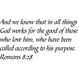 Tapestry Of Truth - Romans 8:28 - TOT6314 - Wall and Home Scripture, Lettering, Quotes, Images, Stickers, Decals, Art, and More! - and we Know That in All Things God Works for The Good of Those wh...
