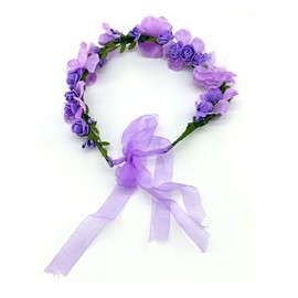 ZAHSY Flower Headband Headpiece for Bride Bridesmaid Flower Crowns for Women Purple Hair Accessories for Girls Flower Head Band Tiaras for Wedding Headbands for Bride Hair Band