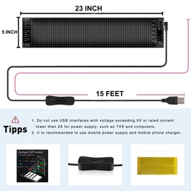 LED Business Sign, Programmable RGB Matrix Panel, Flexible FPCB Display with Animation and Scrolling Text for Shop, Bar, Party & Car (23 X 5 INCH)