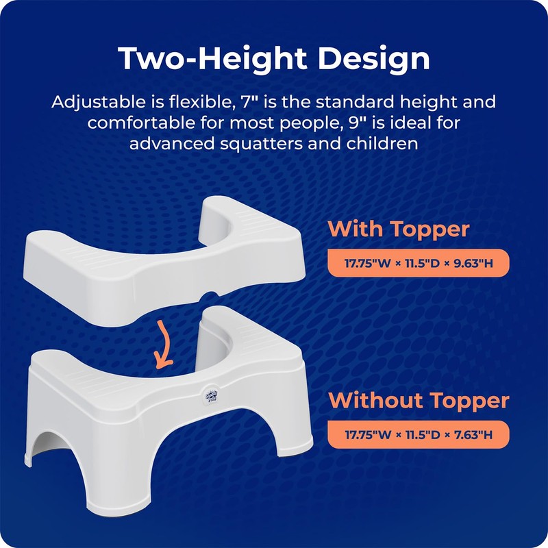 Squatty Potty Adjustable 2.0 Bathroom Toilet Stool 7 inch &