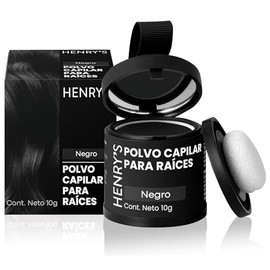 Henrys Polvo para Retocar Raíces Negro 10g, Define Línea del Cabello, Rellena Zonas Escasas, Disimula Caída del Cabello, Aporta Volumen