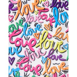 iscream + Corey Paige Designs Big Girls Bright Print Silky Soft Plush Shorts - Love Letters, Small (6/8)