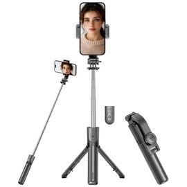 Somikon Selfie Stick: Mini 2-in-1 Smartphone Tripod & Selfie Stick, BT Remote Shutter Release 24-67 cm (Smartphone Tripod with Bluetooth, Tripod Camera)
