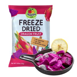 Thappy Fruit Freeze Dried Dragon Fruit Chips, No Additive, Oil Free, No Sugar Added, 0.53oz (Pack of 12)