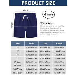 Resinta 4 Pack Toddler Boy Cotton Shorts - Boys Casual Pull-on Soft Baby Boy Shorts for Summer