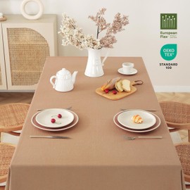 TRITON LINEN - Manteles de lino francés 100 % puro, 139,7 x 139,7 cm, duraderos lavados a la piedra, para comedor, cocina y fiestas (SQ-Beige, cuadrado, 55 x 55 pulgadas)