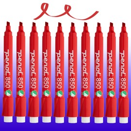 PENOL Whiteboard Markers, 10 Whiteboard Pens in Red Color - 850, 2-5mm Chisel Tip Dry Erase Marker with Nordic Swan Ecolabel, Non-Toxic & Odorless Board Pens for Office, Schools and Home