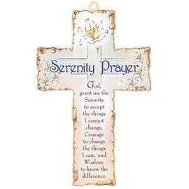 rosarybeads4u Laser Engraved Wood Wooden 6" Crucifix Cross Plaque SERENITY PRAYER